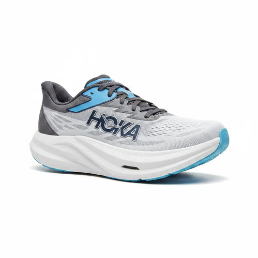 HOKA Clifton 9 – White/Teal Running Shoe